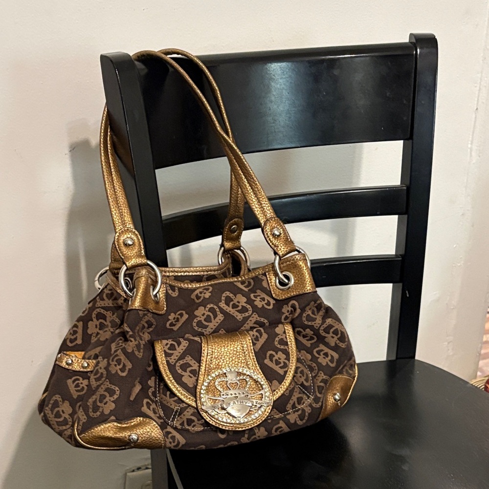 Chic Brown and Gold Women's Shoulder Bag by Kathy